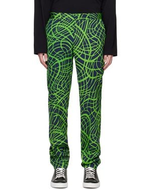 Moschino Navy & Green Wave Line Trousers