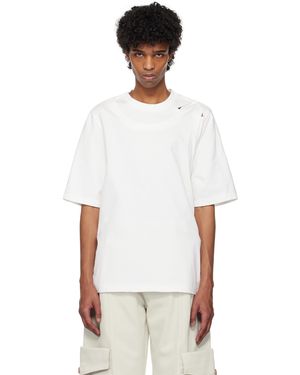NULLUS ホワイト Impaled & Deconstructed Collar Tシャツ