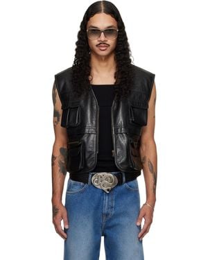Lu'u Dan Cargo Faux-Leather Vest - Black