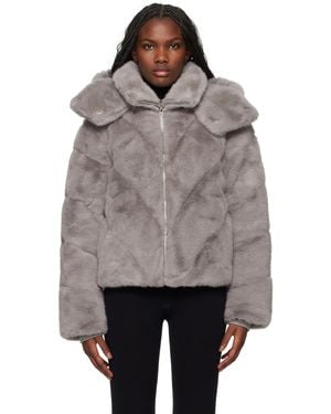 Mackage Blouson Anik Gris En Fourrure Synthétique Rembourré En Duvet