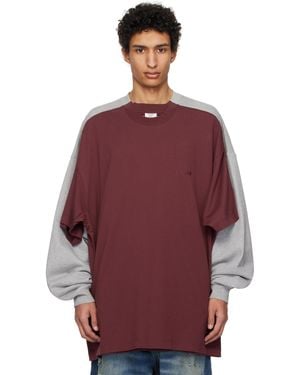 Vetements グレー＆レッド Runway Merged T-Shirts スウェットシャツ