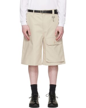 Reese Cooper Cotton Herringbone Patch Pocket Shorts - Natural