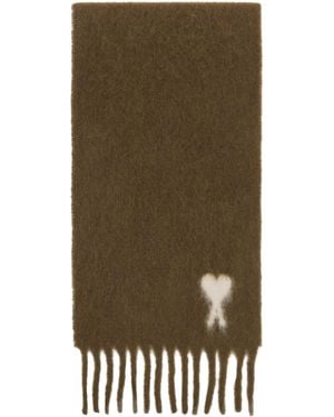 Ami Paris Alpaca Ami De Coeur Scarf - Green