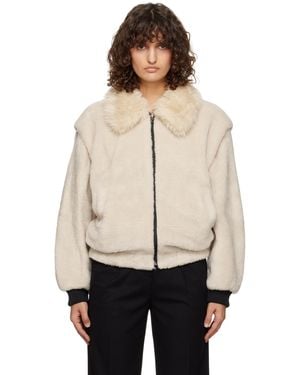 Amomento Detachable Sleeve Faux-Shearling Jacket - Natural
