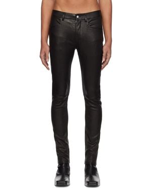 Rick Owens Temple Tyrone Leather Trousers - Black