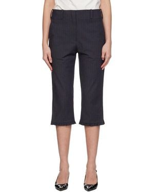 Ganni Pinstripe Capri Trousers - Black