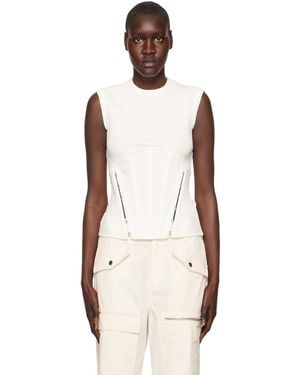 Dion Lee White Split Hem Corset Tank Top - Black