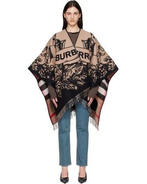 Burberry Gallant Knight Wool Cape - Black