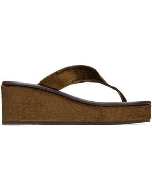 Ancient Greek Sandals Sandales À Petit Talon Compensé Charys Kaki - Marron
