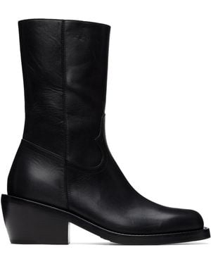 Dries Van Noten High Leather Boots - Black