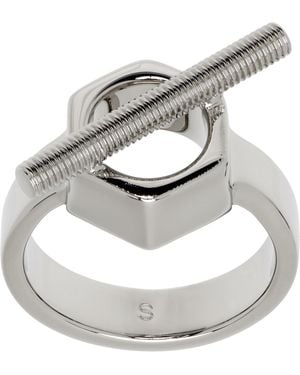 Marni Engraved-Logo Ring - Metallic