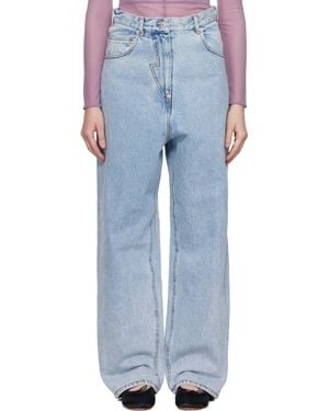 Pushbutton Panty Cutout Jeans - Blue