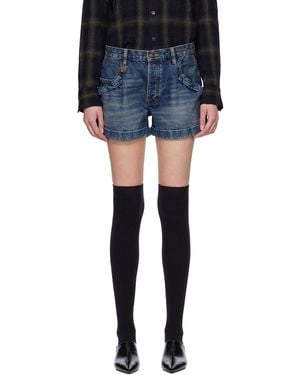 R13 Pouch Pocket Denim Shorts - Blue