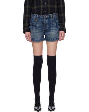R13 Short Bleu En Denim À Poches