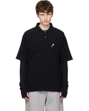 vowels S/S Pique Polo - Black