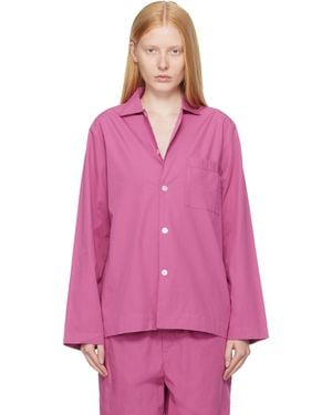 Tekla Poplin Long-Sleeved Pajama Shirt - Pink