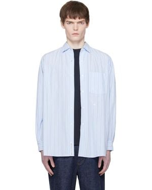 Nanamica Regular Collar Stripe Wind Shirt - Black