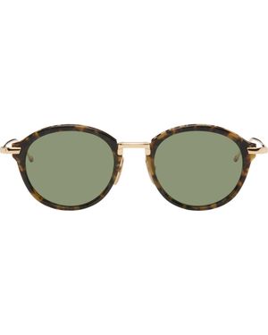 Thom Browne ブラウン＆ゴールド アセテート＆チタン ラウンドサングラス - グリーン