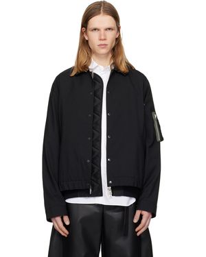 Sacai Suiting & Nylon Twill Bomber Jacket - Black