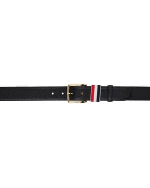 Thom Browne Calfskin Pebbled Leather Belt - Black