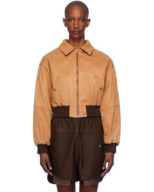 OPEN YY Tan Paper Like Crop Bomber Jacket - Black