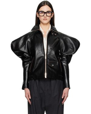 Sacai ブラック グレインレザー ジャケット