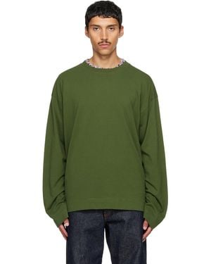 Dries Van Noten Long Sleeve Cotton T-Shirt - Green