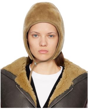 Acne Studios Chapeau Brun En Peau Retournée - Multicolore