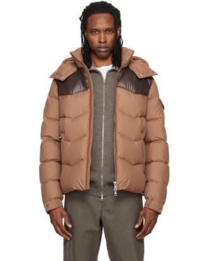 Moncler Ravelis Hooded Zig-Zag Down Jacket - Brown