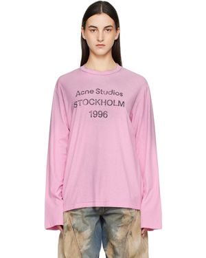 Acne Studios ピンク ロゴ Tシャツ