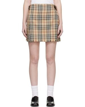 Burberry Check Wool Mini Kilt Miniskirt - Black