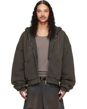 Lu'u Dan Washed Out Zip Up Hoodie - Black