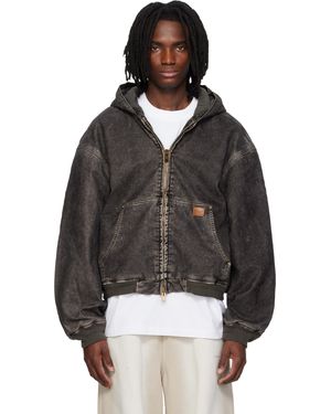 Alexander Wang Blouson Menuisier Surdimensionné Noir À Effet Floqué