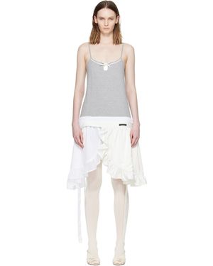 Ans Dostoevner Robe Courte De Style Tablier Grise Et Blanc