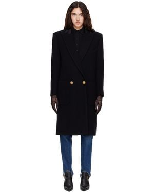 Balmain Long Wool Coat - Black