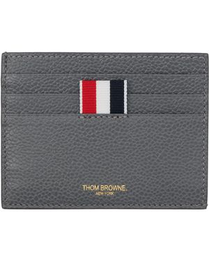 Thom Browne Pebble Grain Note Compartment Card Holder - Grey