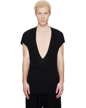 Julius Neck Slit T-Shirt - Black