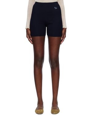 Maison Kitsuné Baby Fox Patch Fine Ribbed Shorts - Blue
