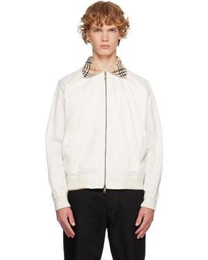 Burberry Off- Gabardine Glenfields Harrington Jacket - White