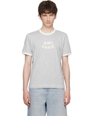 Ami Paris Cotton Knitted Patch T-Shirt - Black