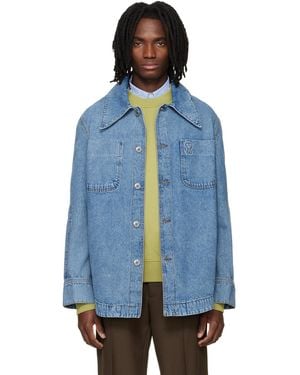 Ami Paris Cotton Ami De Coeur Denim Worker Jacket - Blue