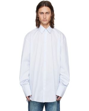424 Chemise blanc et bleu à rayures fines