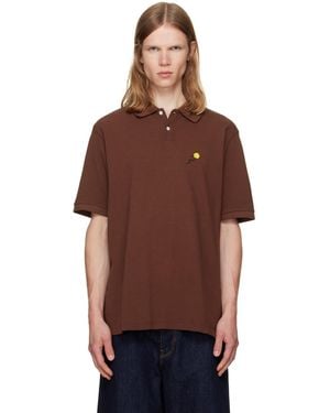 vowels Short Sleeve Pique Polo - Brown