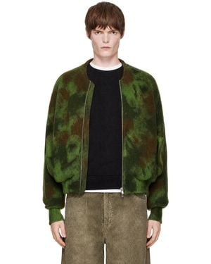 vowels Knitted Bomber Jacket - Green