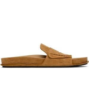 Jacquemus Tan Suede Loafer Sandals - Black