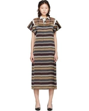 Sacai Horizontal Stripe Midi Dress - Black