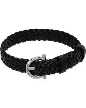 Ferragamo Braided Leather Bracelet - Black