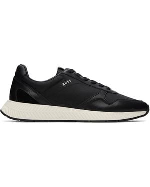BOSS Leather & Canvas Sneakers - Black