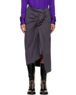 Dries Van Noten Ruffled Cotton Midi Skirt - Blue