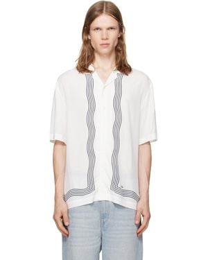 HUGO Camp Collar Oversized-Fit Printed Shirt - White